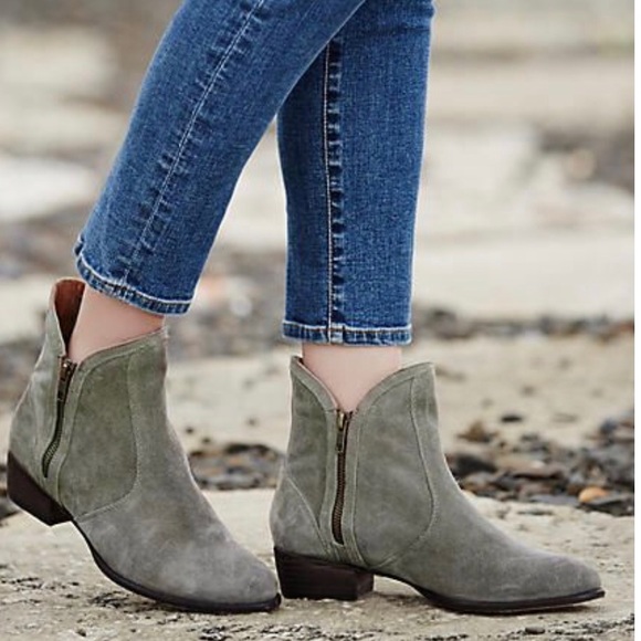 Seychelles Shoes - Anthro Seychelles Suede Taupe Lucky Penny Booties